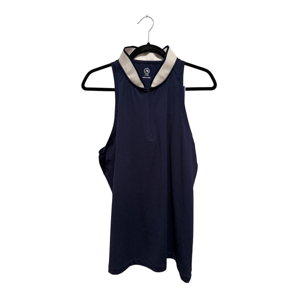 Addison Bay Sleeveless Courtside Polo Tennis Pickleball Navy Blue XL NEW